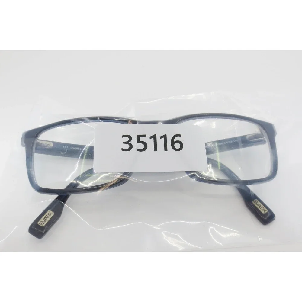 Evatik 9173 966 Blue Black Woodgrain Rectangular Eyeglass Frames 54-18-145 Mens